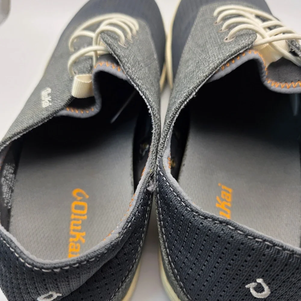 OluKai Nohea Moku Mens 10.5 Fog Charcoal Mesh Boat Shoes Sneakers 10283-6C6C